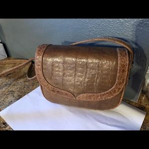 Varon Handbags NYC  vintage snake and brown leather shoulder bag